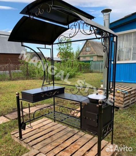 Мангал с печью под казан