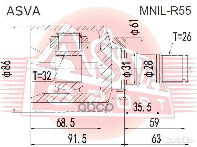 Mnil-R55 шрус внутренний левый 32X31X26 mnilr55