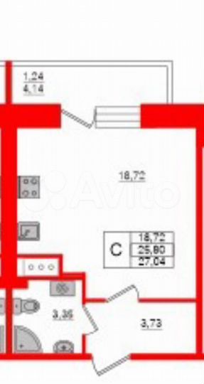 Квартира-студия, 27 м², 19/20 эт.