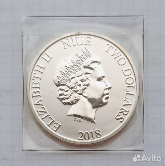 Ниуэ 2 доллара 2008 г. / Черепаха / серебро 1 OZ