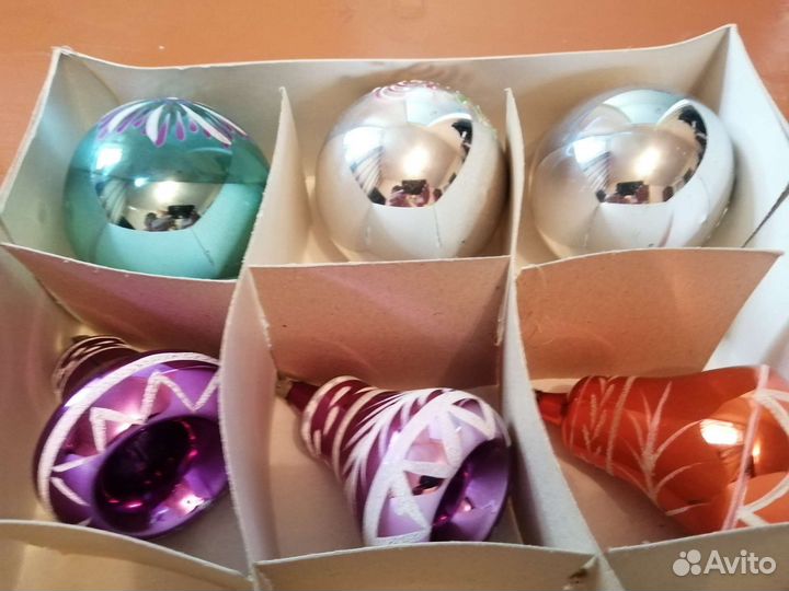 Елочные шары большие и колокольчики СССР