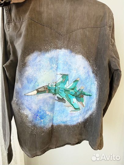 Женская рубашка colins, ручная роспись (самолет)