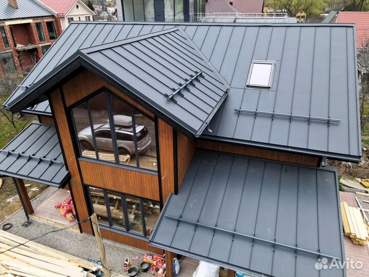 Клик Фальцевая кровля монтаж. Кровельные работы