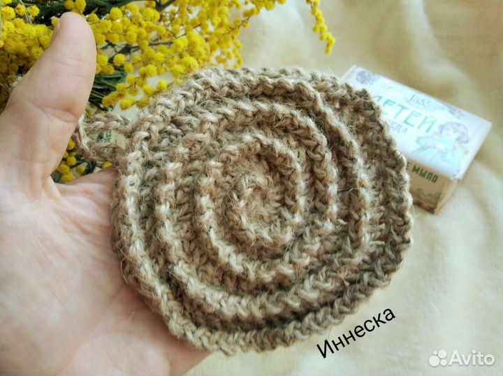 Эко мочалка спонж Ракушка из джута