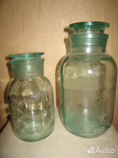 Банка стеклянная аптекарская с притертой крышкой