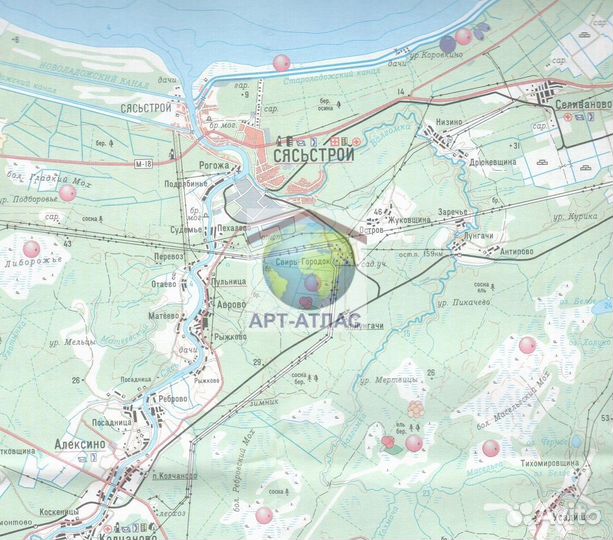 Карта Волховского района с ягодными местами