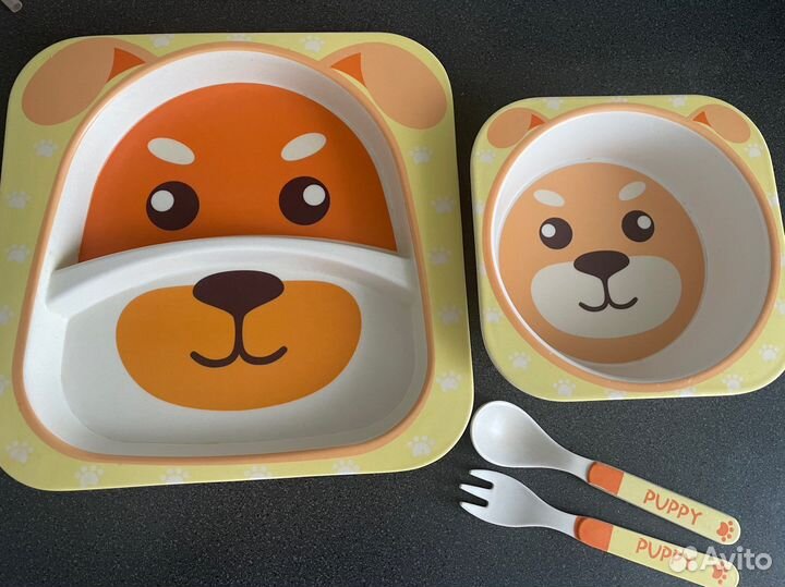 Набор детской посуды из бамбука