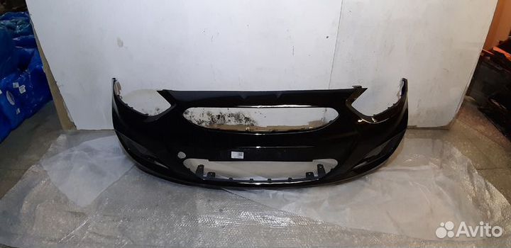 Бампер передний Хендай Солярис 10-14 черный MZH