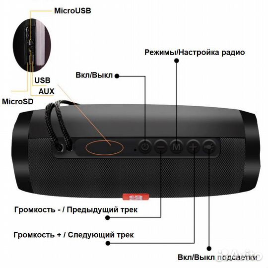 Bluetooth колонка T&G TG-157 с подсветкой