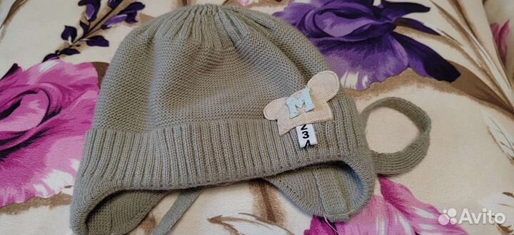 2 Шапки детские для мальчиков на 3-6 месяцев