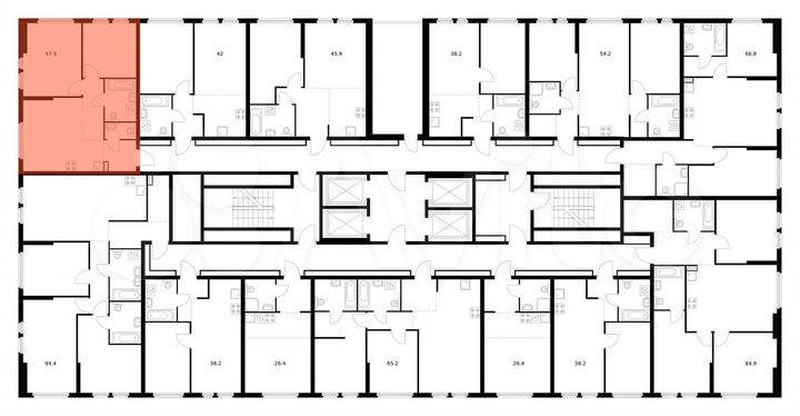 2-к. квартира, 57,9 м², 2/32 эт.