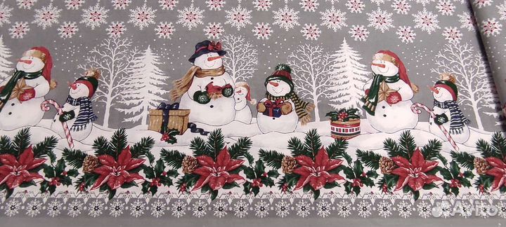Ткань новогодняя рогожка 100 хлопок