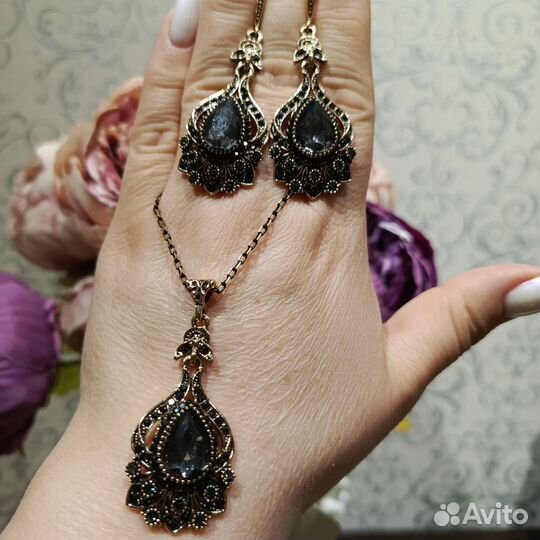 Серьги кольцо ожерелье