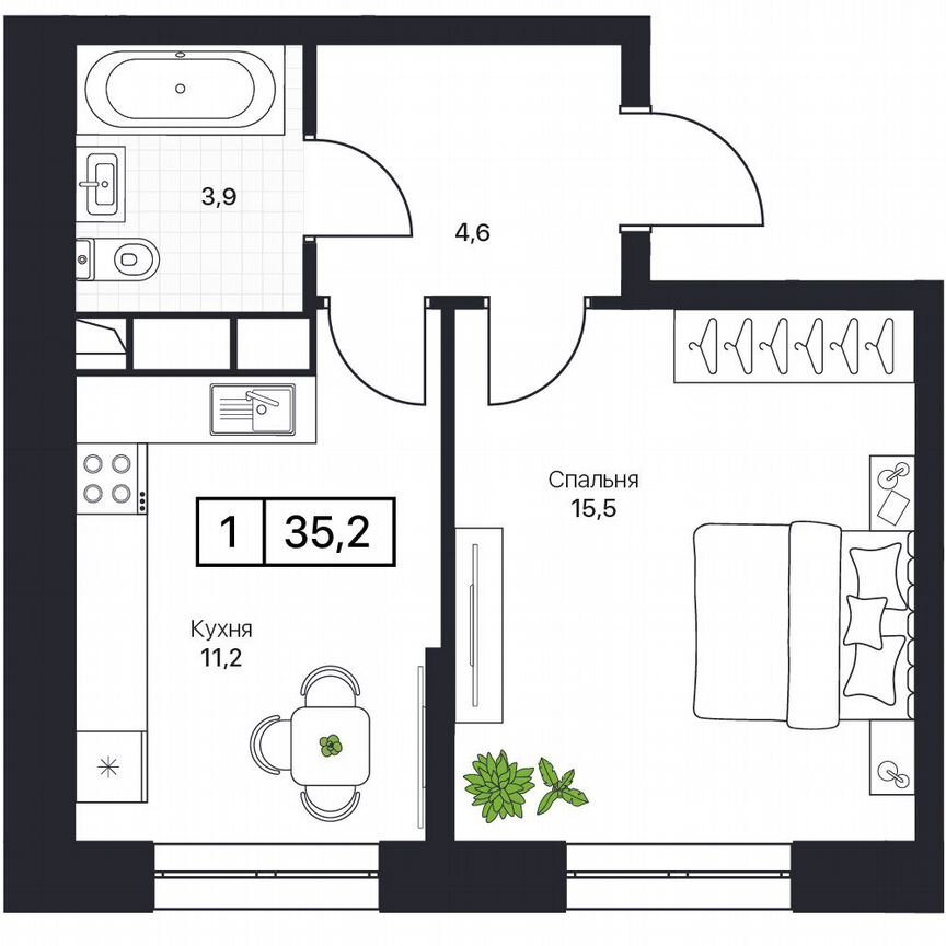 1-к. квартира, 35,2 м², 6/17 эт.