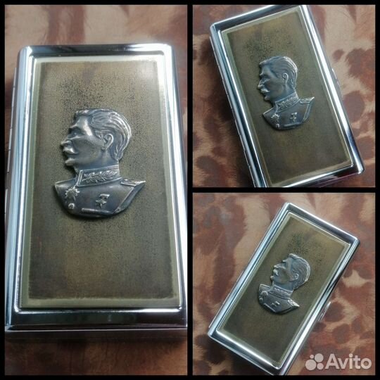 Портсигар Сталин, Берия, СССР, сталь, латунь