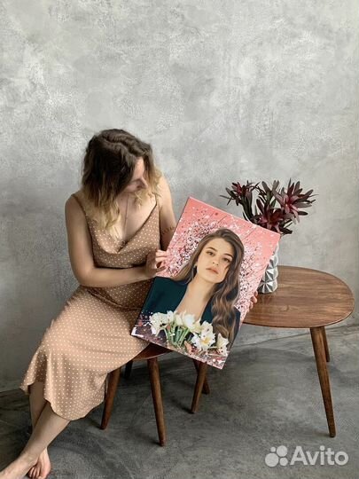 Портрет фото на холсте