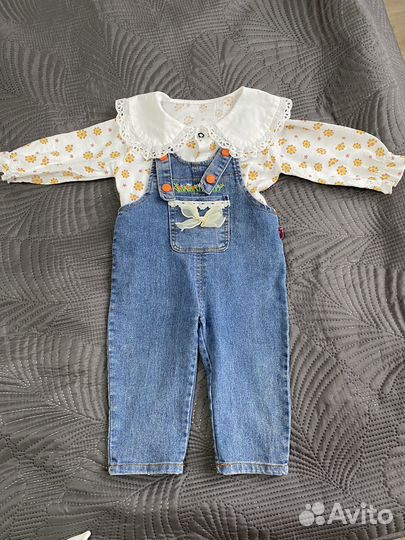Джинсовый комбинезон для девочки 74-80