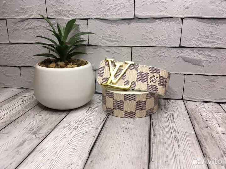 Ремень белый louis vuitton