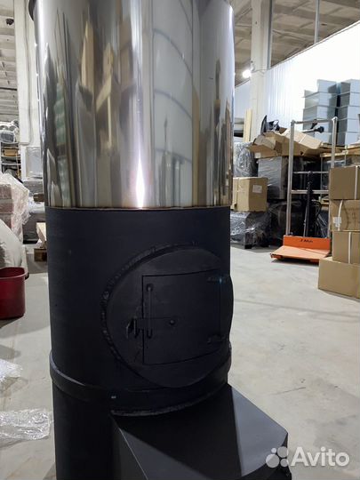 Банная печь из трубы с баком 110 литров