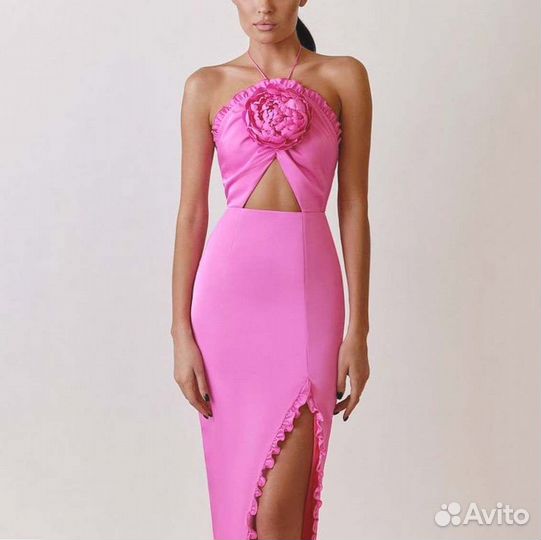 Платье женское розовое с большой розой