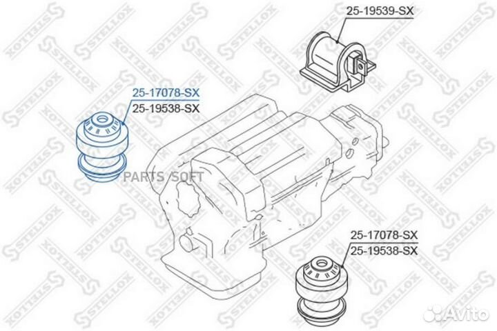 Stellox 2517078SX 25-17078-SX подушка двс\ MB W124