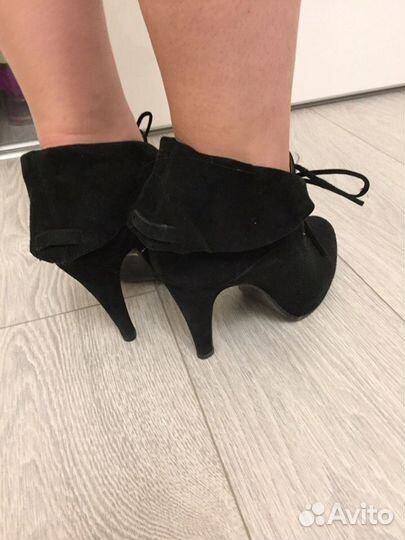 Туфли-ботильоны - натуральная замша