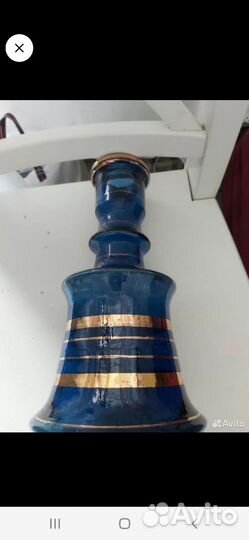 Ваза цветочная синее стекло СССР