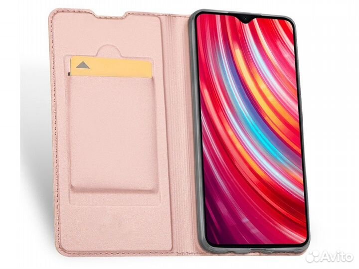 Книжка бархатная Розовая Note 8 Pro