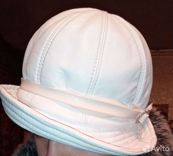 Шляпка шапка женская кожа