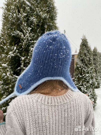 Шапка ушанка из пуха норки