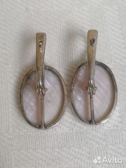 Серебряные серьги с перламутровыми камеями