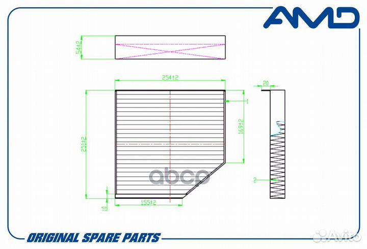 Фильтр салона (угольный) amdfc718C amdfc718C AMD