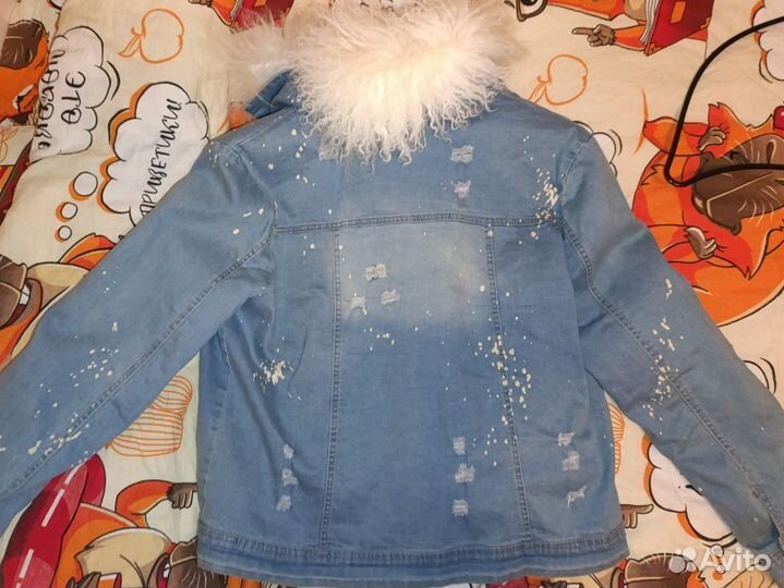 Джинсовая куртка с мехом женская 42 44