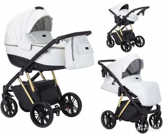 Коляска 3 в 1 Delorean Premium экокожа