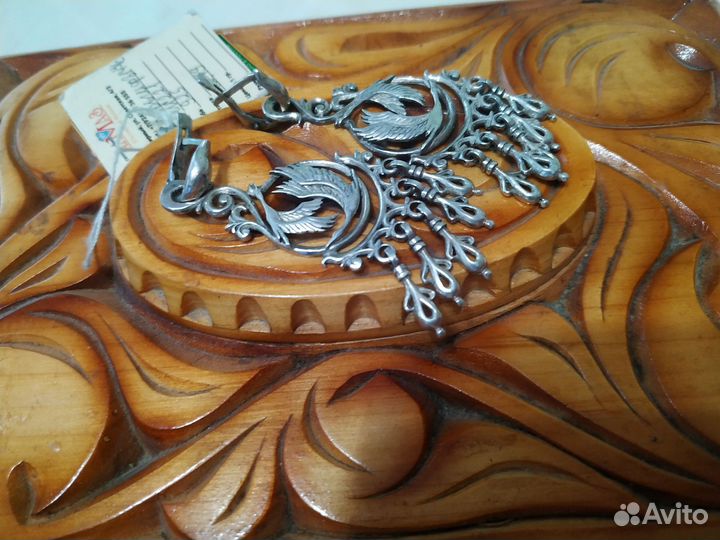 Серьги серебро длинные 925
