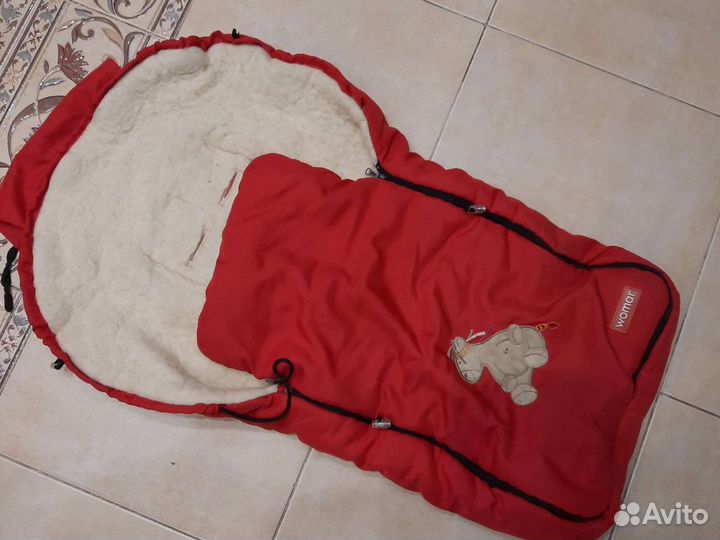 Шерстяной конверт в санки или коляску