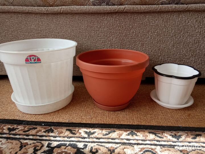 Цветочные горшки 3 штуки