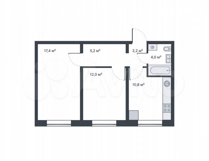 2-к. квартира, 51,4 м², 14/14 эт.