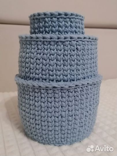 Набор вязаных корзин для хранения, 3 шт