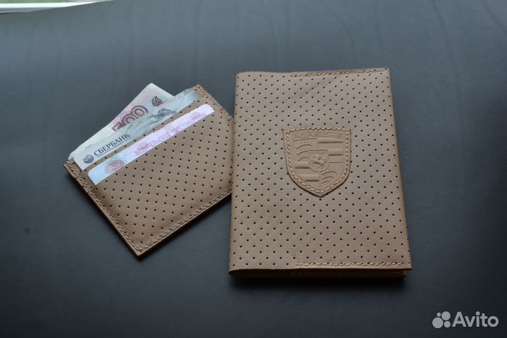 Обложка на паспорт и Картхолдер на 2 карты Porsche