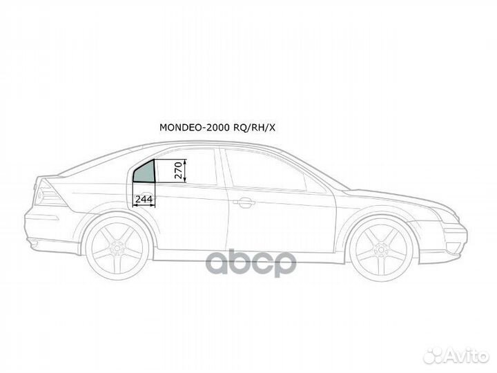 Стекло форточки (Сзади/ Справа/ Цвет зеленый) Ford