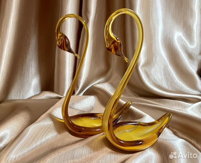 Лебеди из цветного стекла СССР