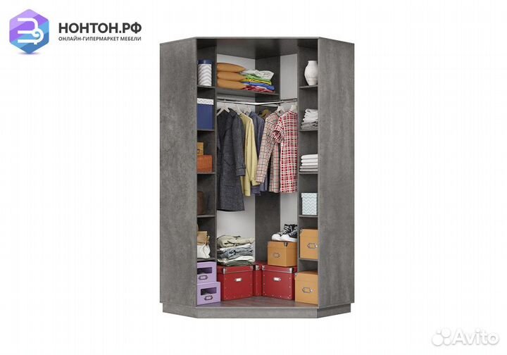 Шкаф-купе угловой двухдверный Нембус бетон