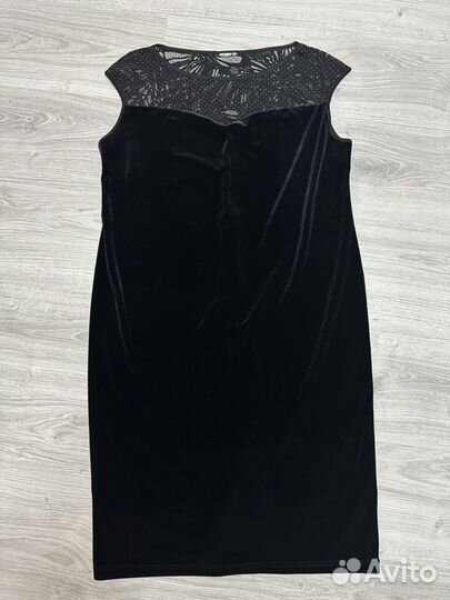 Бархатное черное платье 50/52 размер