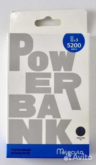 Новый Molecula Power Bank 5200 mAh PB-5.2-03 Black