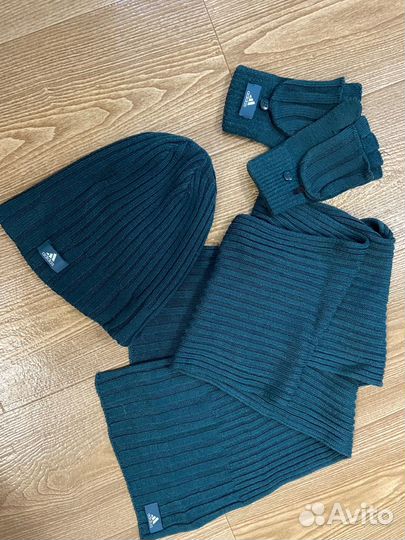 Зимний компоект adidas шапка шарф перчатки