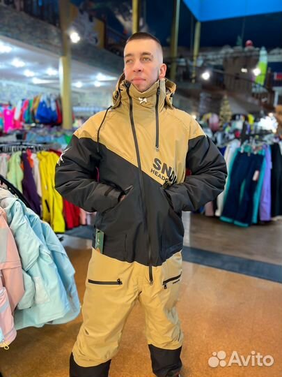 Комбинезон горнолыжный на мембране хаки/черн