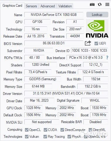 Видеокарта Palit GeForce GTX 1060 dual 6GB