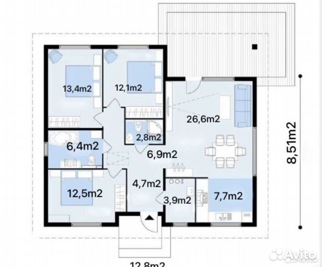 Проект дома готовый 100м2 газобетон