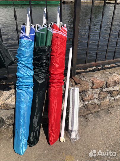 Зонт пляжный/садовый усиленный 2,4м с подставкой